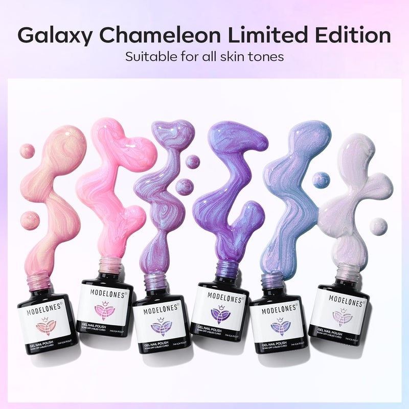 modelones Gel Nail Polish, 6 Colors Pink Purple Glitter Gel Polish Led Soak Off - Image 3