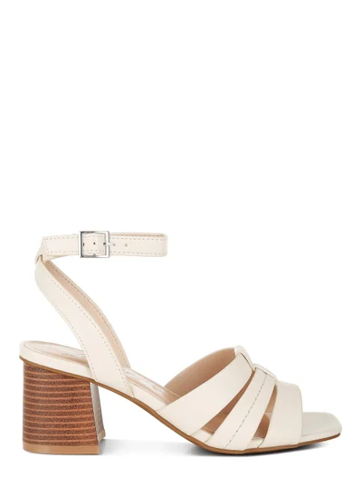 London Rag Pin Buckle Ankle Strap Sandals in Beige