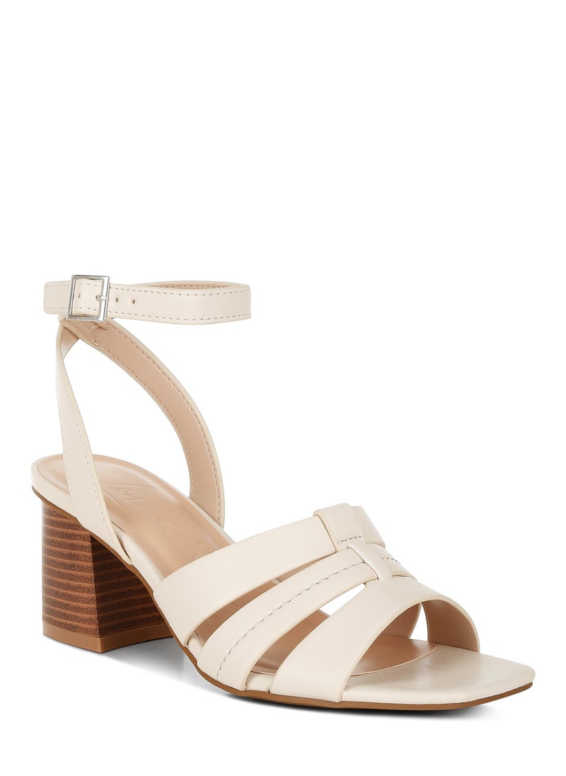 London Rag Pin Buckle Ankle Strap Sandals in Beige  - Image 2