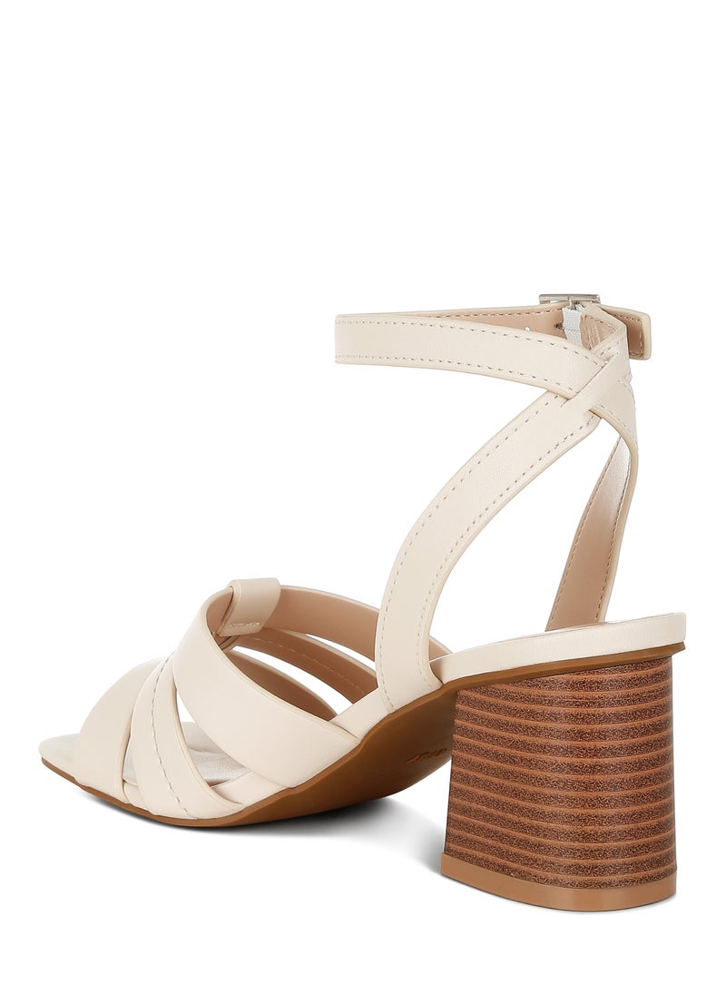 London Rag Pin Buckle Ankle Strap Sandals in Beige  - Image 3