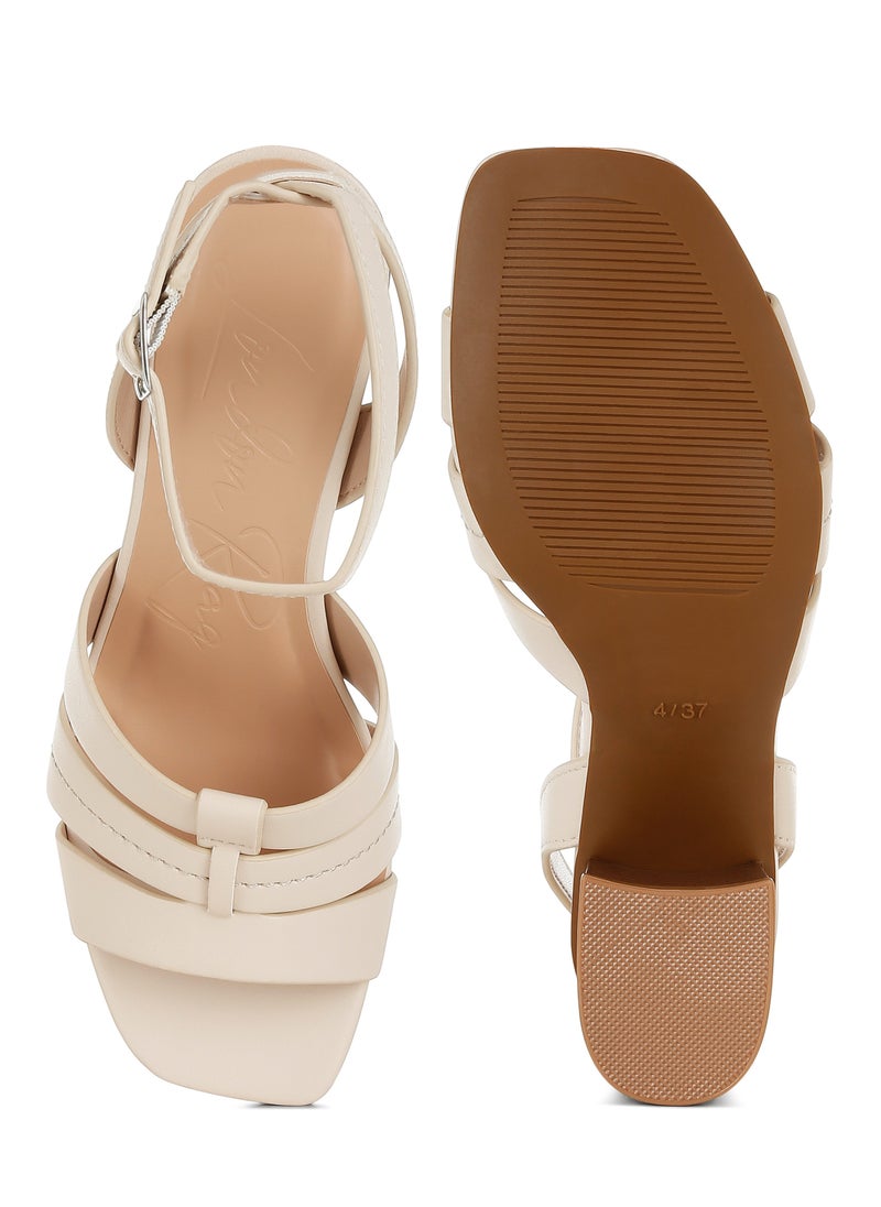London Rag Pin Buckle Ankle Strap Sandals in Beige  - Image 4