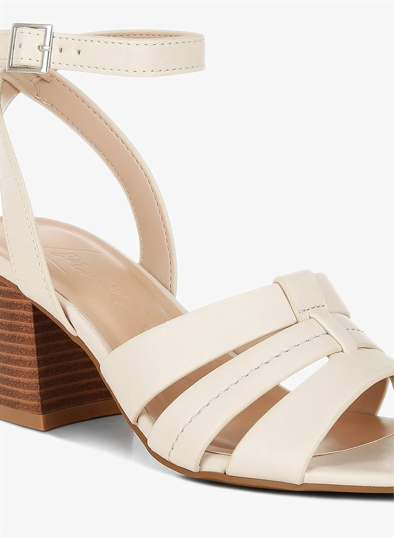 London Rag Pin Buckle Ankle Strap Sandals in Beige