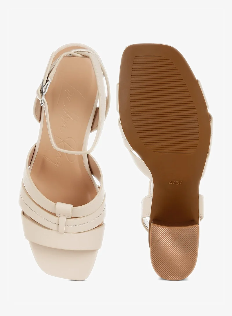 London Rag Pin Buckle Ankle Strap Sandals in Beige