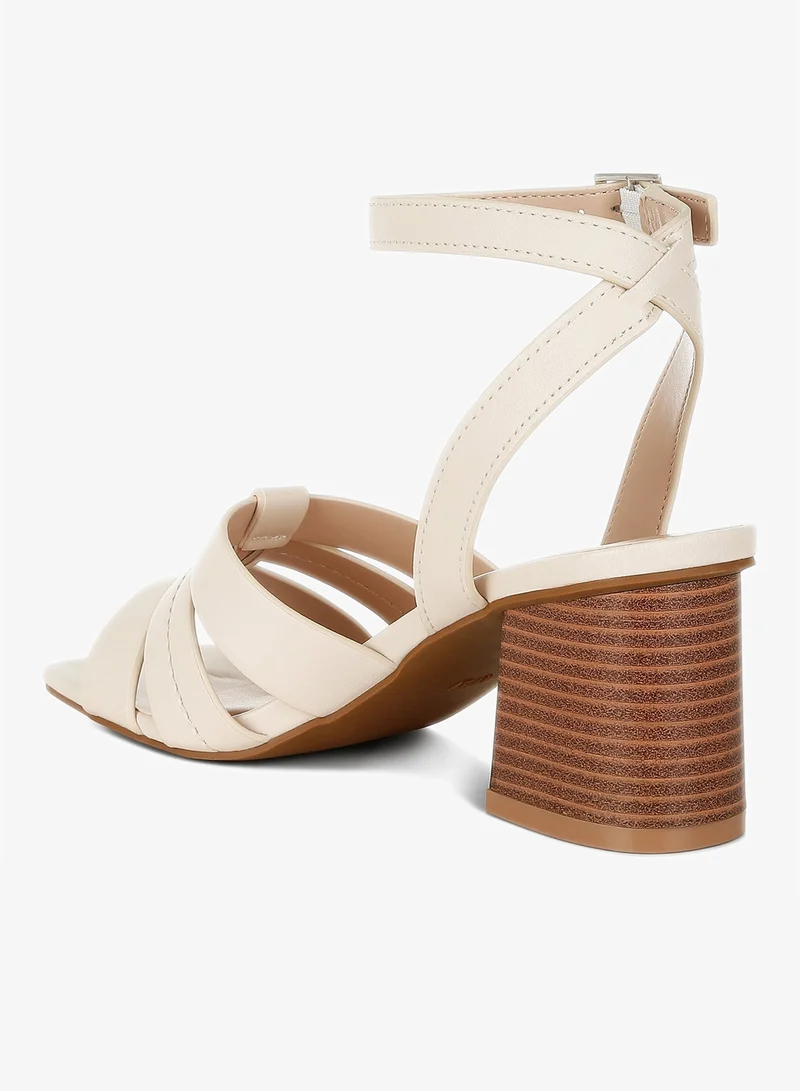 London Rag Pin Buckle Ankle Strap Sandals in Beige