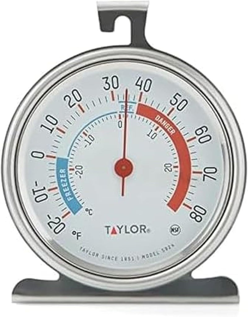 Taylor 5924 Large Dial Kitchen Refrigerator and Freezer Thermometer - 3 Inch Dial, Silver - Image 1