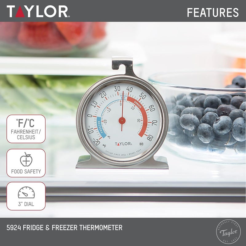 Taylor 5924 Large Dial Kitchen Refrigerator and Freezer Thermometer - 3 Inch Dial, Silver - Image 4