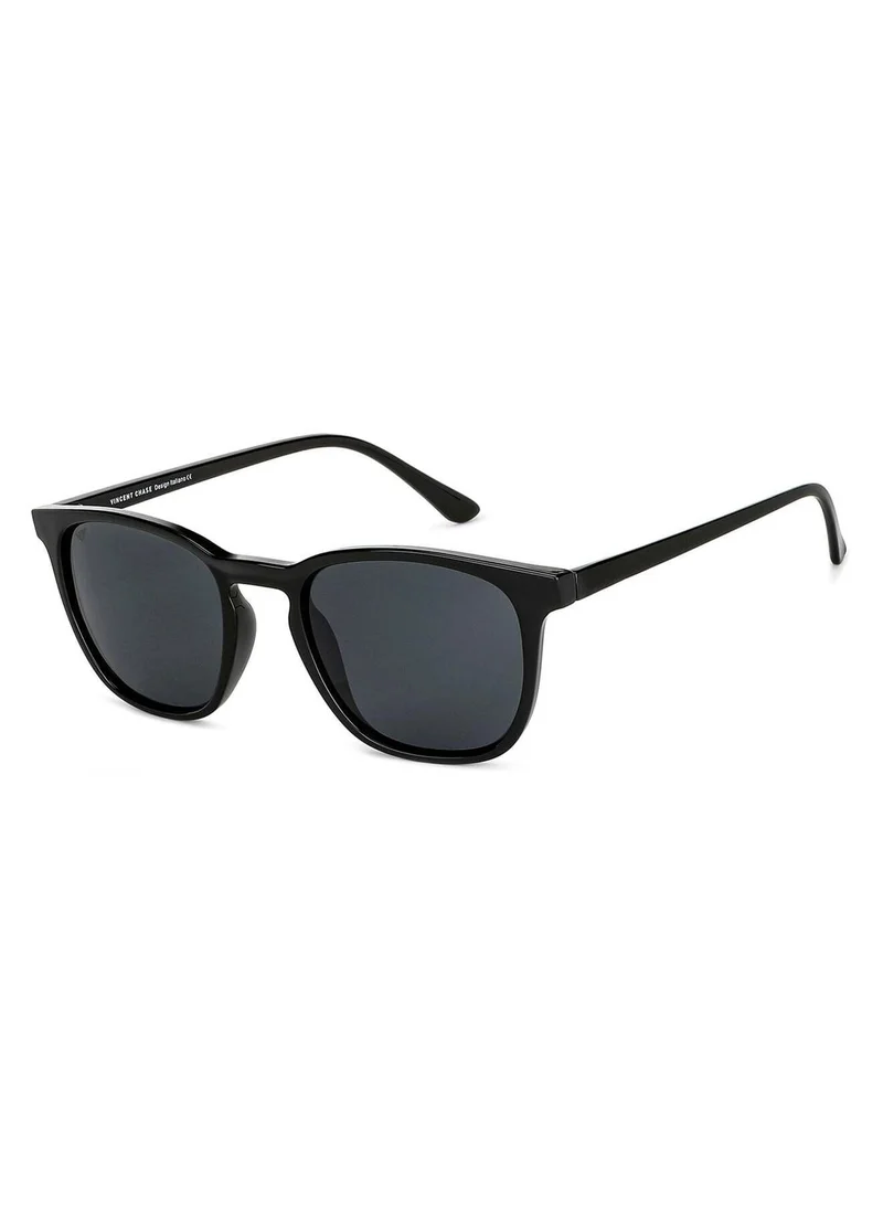 VINCENT CHASE Vincent Chase By Lenskart | Grey Black Full Rim Square Stylish Sunglasses | Polarized and UV Protected | For Men and Women | Large | VC S14090