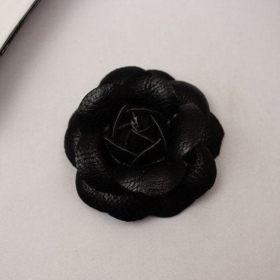 Douqu Faux Leather Rose Flower Winter Boots Wedding Sandals Black Shoe Clips Pair (Black) - Image 2