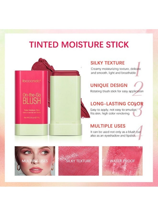 wenfeng Multi-Use Makeup Blush Stick,Cream Blush Stick,Solid Moisturizer Stick,Waterproof Natural Nude Makeup,Tinted Solid Moisturizer Stick for Eyes Lips Cheek (2#Hot Red)  - Image 2