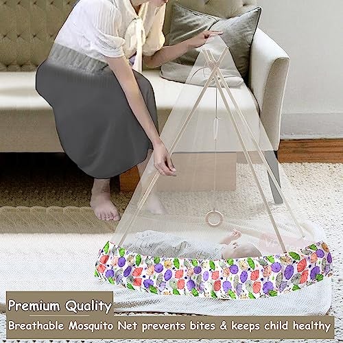 VParents Mosquito Net for Baby Cradle Jhula Saree with Zip Opening at Bottom - Purple - Image 5