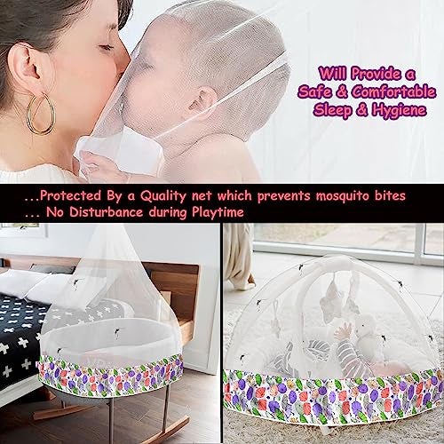 VParents Mosquito Net for Baby Cradle Jhula Saree with Zip Opening at Bottom - Purple - Image 4