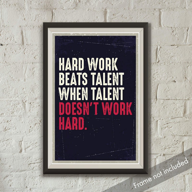 JSC163 Hard Work Beats Talent When Talent Doesn't Work Hard Poster | 18-Inches by 12-Inches | Premium 100lb Gloss Poster Paper - Image 4