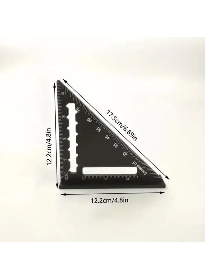 4Inch Black Triangular Ruler Dual Scale Metric Inch Precision Metal Measuring Tool - Image 3