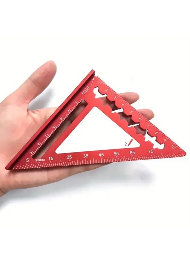 4Inch Black Triangular Ruler Dual Scale Metric Inch Precision Metal Measuring Tool - Image 4