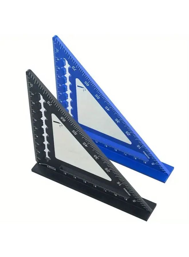 4Inch Black Triangular Ruler Dual Scale Metric Inch Precision Metal Measuring Tool - Image 2