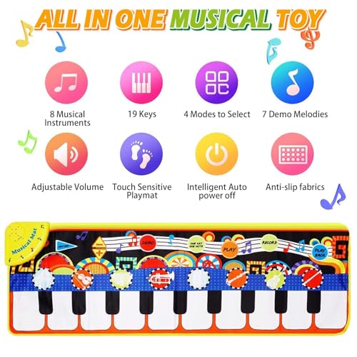 Cyiecw Piano Mat, Toddler Toys Musical Mat with 25 Music Sounds Floor Piano Keyboard Mat Carpet Touch Playmat Educational Toys for Baby Kids Boys Girls 1 2 3+ Year Old - Image 4