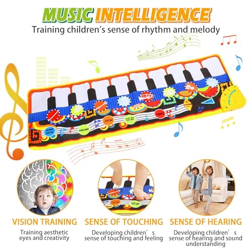 Cyiecw Piano Mat, Toddler Toys Musical Mat with 25 Music Sounds Floor Piano Keyboard Mat Carpet Touch Playmat Educational Toys for Baby Kids Boys Girls 1 2 3+ Year Old - Image 5