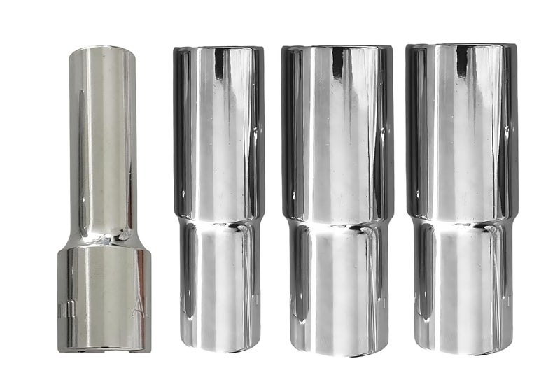 4 NEX 12mm + 17mm + 21mm + 22mm, 1/2" Drive Hex Long Chrome Vanadium Steel, Anti Rust, Heavy Duty Socket - Image 1