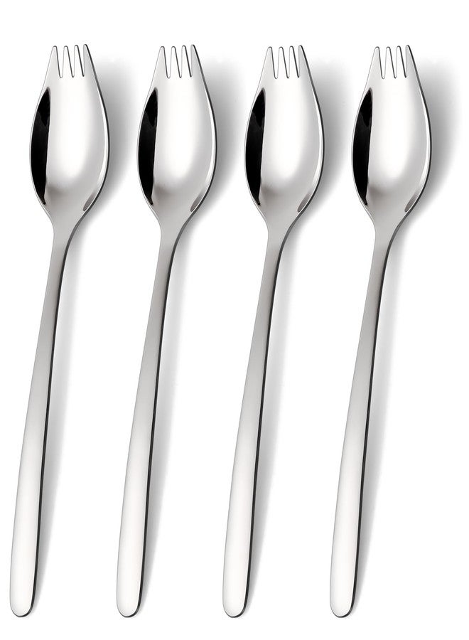 Lovingly Yours 4-Piece Stainless Steel Reusable Camping Spork Set, Silver, 7-Inch - Image 1