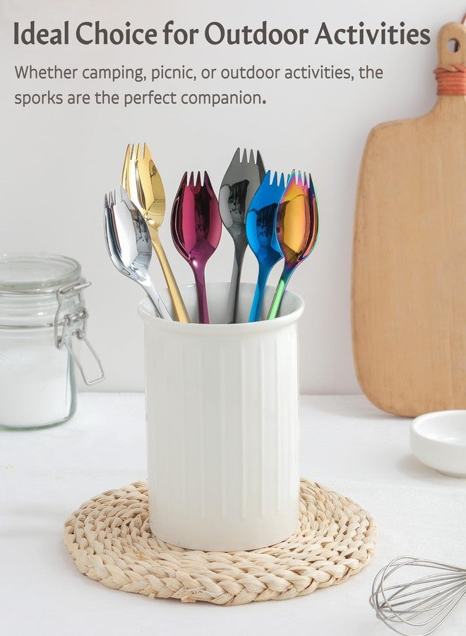 Lovingly Yours 4-Piece Stainless Steel Reusable Camping Spork Set, Silver, 7-Inch - Image 5