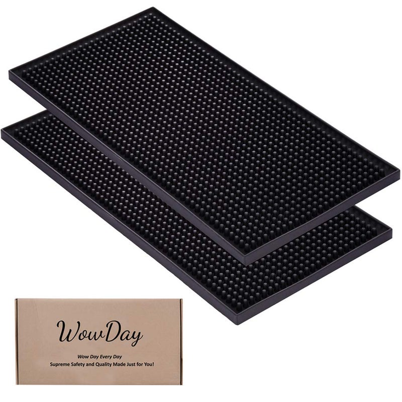 WowDay Bar Mat for Cocktail and Coffee Bar 6 x 12 Rubber Bar Service Spill Mat for Cocktail Bartender Coffee Bar or Countertop Mats Glass Drying Mat 