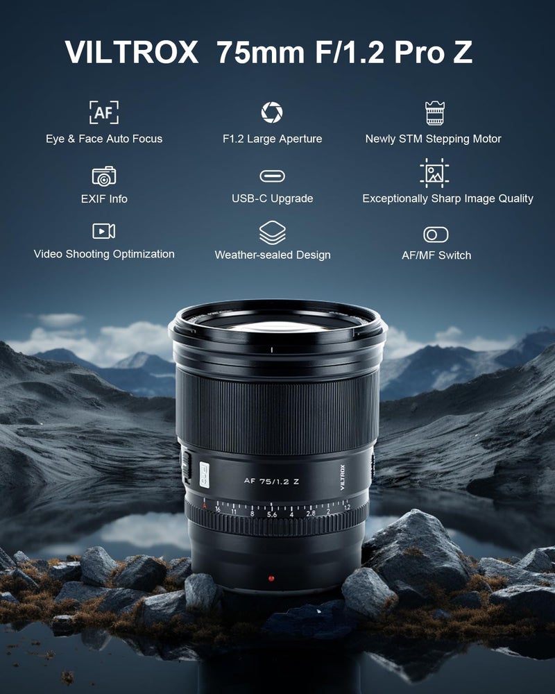 VILTROX 75mm f/1.2 F1.2 PRO Z Mount Auto Focus APS-C Lens for Nikon Z-Mount Camera Ultra Wide Angle APS-C AF Lens Compatible with Nikon Z-Mount Cameras Z9 Z8 Z7 Z7II Z6 Z6II Z5 Z50 Z30 ZFC - Image 2