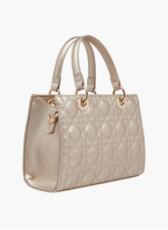 Flora Bella By Shoexpress Women's Quilted Tote Bag with Zip Closure and Double Handles  - Image 3