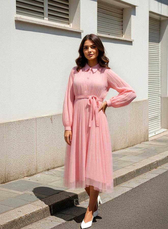 Splash FAV Pleated Chiffon Dress - Image 1