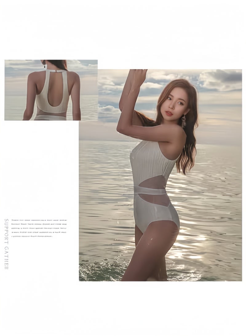 HALAMODO High-End One-Piece Swimsuit Stylish Hollow Design Swimwear Comfortable Slim-Fit Bathing Suit UV Protection Beachwear Ideal Gift for Women - Image 4