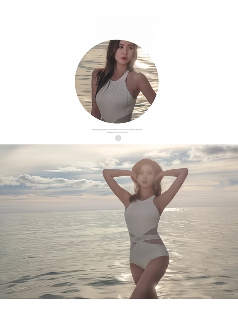 HALAMODO High-End One-Piece Swimsuit Stylish Hollow Design Swimwear Comfortable Slim-Fit Bathing Suit UV Protection Beachwear Ideal Gift for Women - Image 5