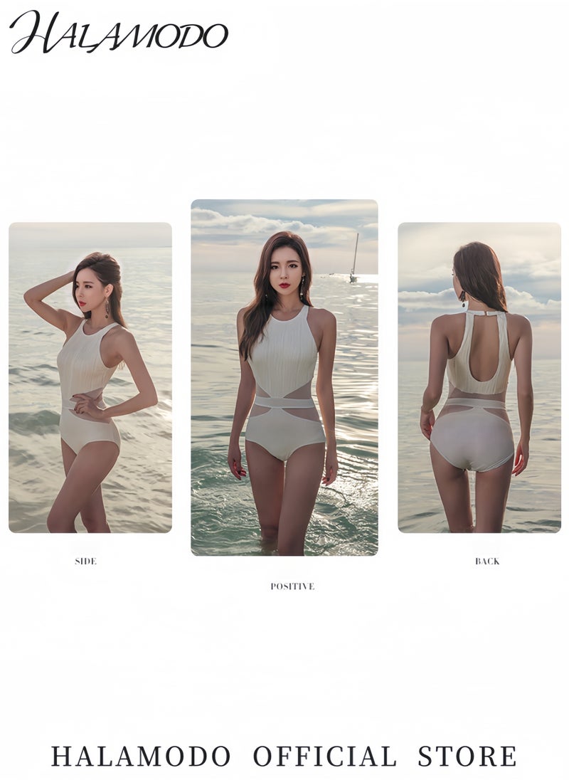 HALAMODO - High-End One-Piece Swimsuit Stylish Hollow Design Swimwear Comfortable Slim-Fit Bathing Suit UV Protection Beachwear Ideal Gift for Women - Image 1
