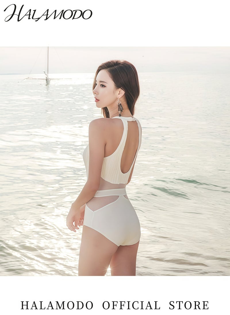 HALAMODO - High-End One-Piece Swimsuit Stylish Hollow Design Swimwear Comfortable Slim-Fit Bathing Suit UV Protection Beachwear Ideal Gift for Women - Image 1