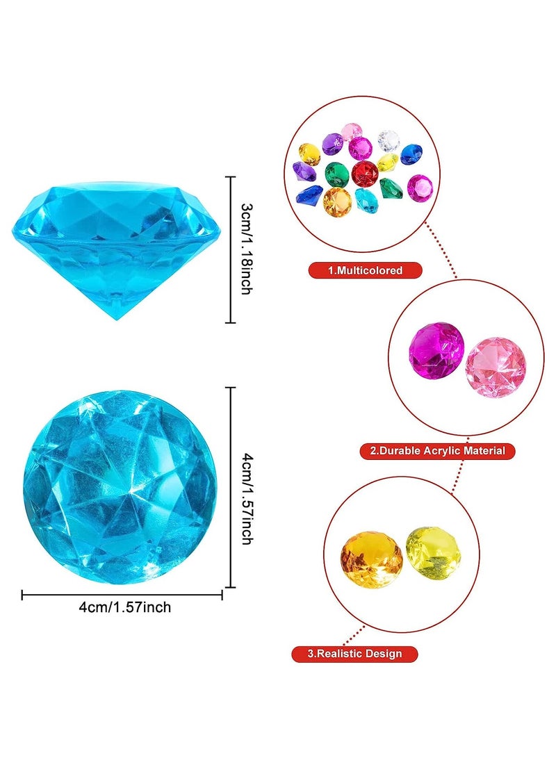 Zikra Pool Diving Gems Toys, 15 Big Colorful Diamonds Set with Big Vintage Treasure Chest Box Underwater Gems Dive Throw Toy Set Swimming Training Toy for Summer Pool Party Supply - Image 5