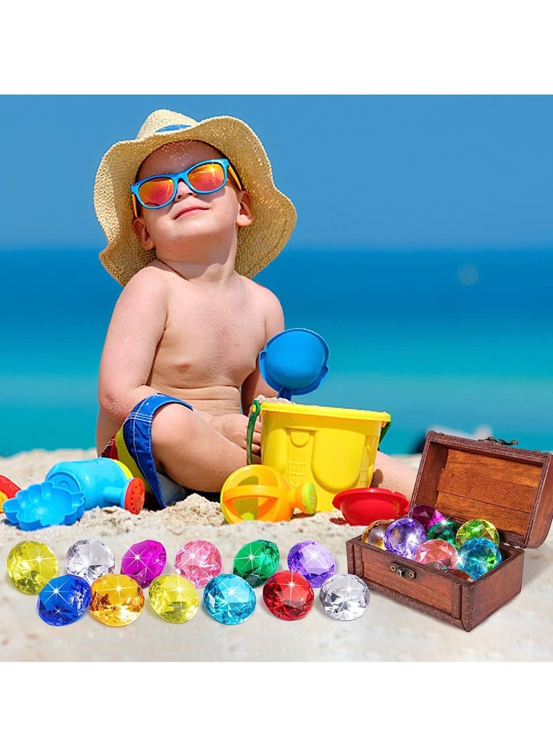 Zikra Pool Diving Gems Toys, 15 Big Colorful Diamonds Set with Big Vintage Treasure Chest Box Underwater Gems Dive Throw Toy Set Swimming Training Toy for Summer Pool Party Supply - Image 3