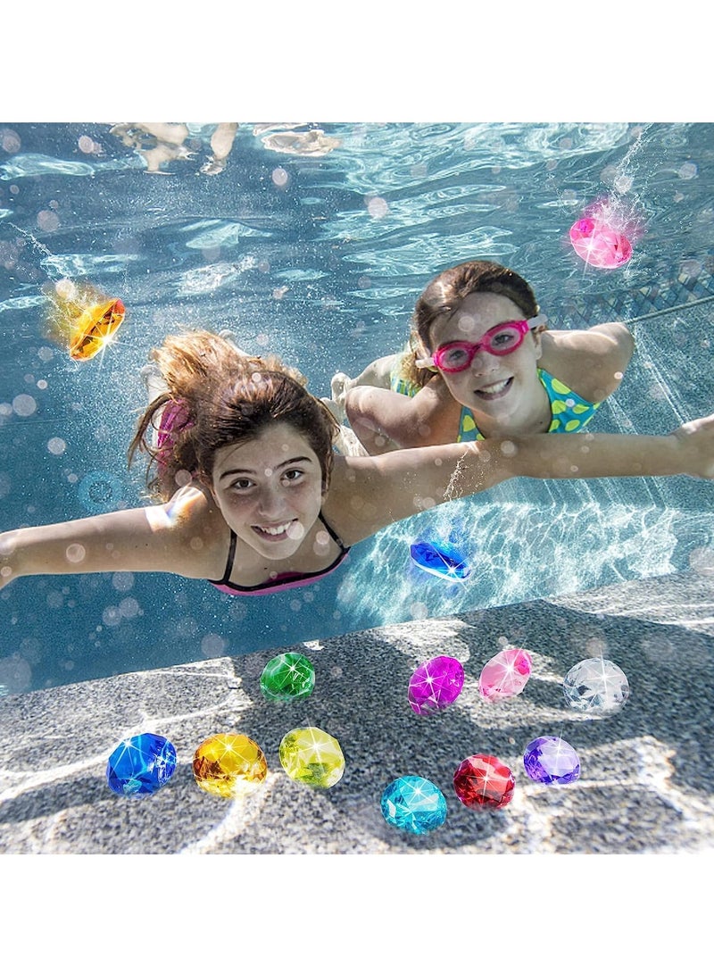Zikra Pool Diving Gems Toys, 15 Big Colorful Diamonds Set with Big Vintage Treasure Chest Box Underwater Gems Dive Throw Toy Set Swimming Training Toy for Summer Pool Party Supply - Image 4
