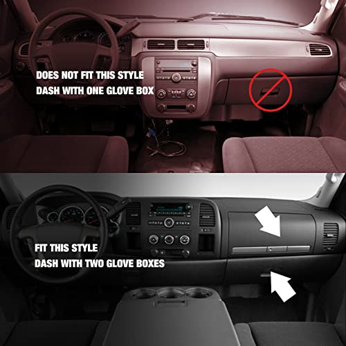 BERKSYDE Dashboard Dash Cover Mat Carpet Compatible with 07-13 GMC Sierra(SL,SLE,or Work Truck Only) with Two Glove Boxes and 07-13 Chevrolet Silverado(LS, LT, or Work Truck ONLY!) with Two Glove Boxes - Image 2
