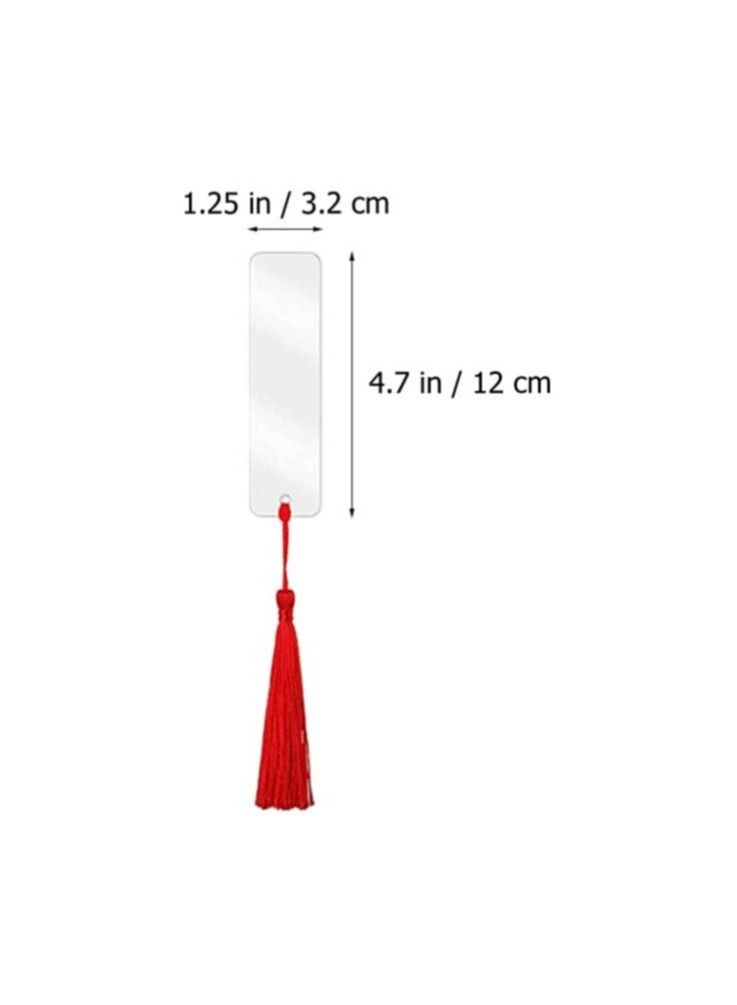 15 Pieces Blank Acrylic Bookmark Set Craft Clear Acrylic Blank Bookmark with Mini Bookmark Tassel For DIY Projects And Present Tag Crafts Party Decor