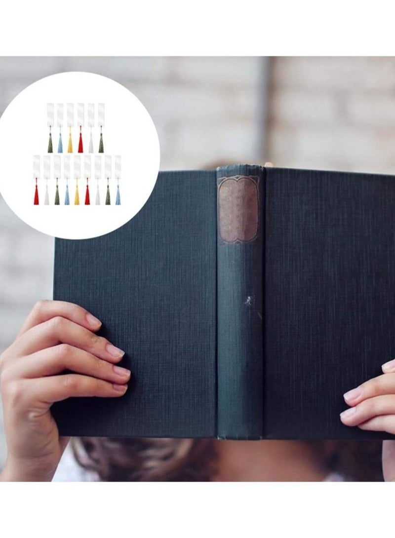 15 Pieces Blank Acrylic Bookmark Set Craft Clear Acrylic Blank Bookmark with Mini Bookmark Tassel For DIY Projects And Present Tag Crafts Party Decor