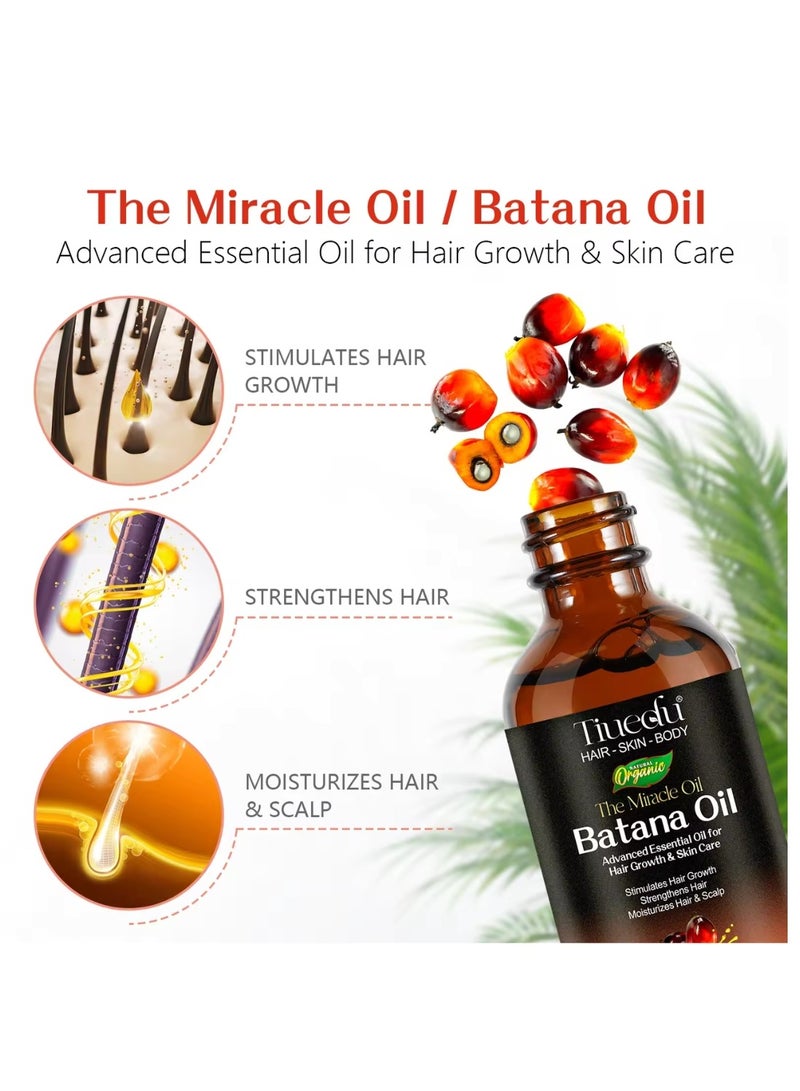 Tiuedu 60ml Natural Batana Oil for Hair Care Hair Conditioner Oil for Thin Hair Repair Damaged Hair Nourishes Thin Hair Scalp Skin and Loss Hair Growth Fit for All Hair Types Raw Batana Oil - Image 2