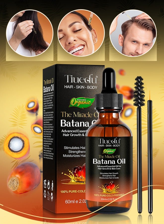 Tiuedu 60ml Natural Batana Oil for Hair Care Hair Conditioner Oil for Thin Hair Repair Damaged Hair Nourishes Thin Hair Scalp Skin and Loss Hair Growth Fit for All Hair Types Raw Batana Oil - Image 1