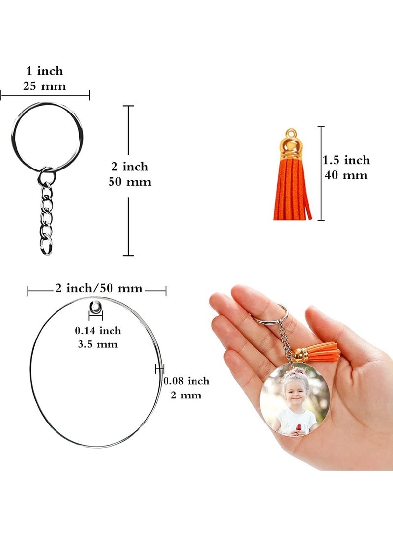 90pcs Acrylic Keychain Set - 30 Clear Acrylic Discs, 30 Colorful Tassel Pendants, 30 Key Rings for DIY Crafts, Key Chains, Zipper Pulls, Pendant Decorations - Image 3