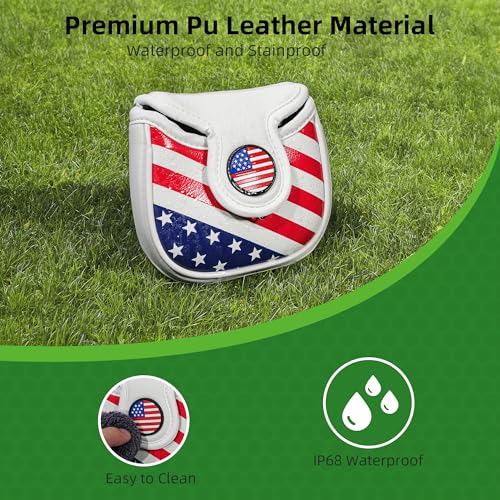 Frimon Mallet Putter Cover Headcover,Heel Shaft Mallet Cover Square with Magnetic Closure & USA Stars and Stripes - Image 3