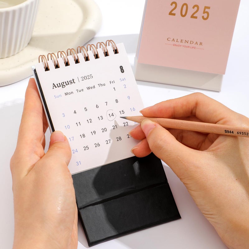 MOOJULY Mini Desk Calendar 2026, Standing Flip Small Desk Calendar- Jan 2026 to Jun 2027 Monthly Desktop Calendar- Thick Paper Twin-Wire Binding for Home or Office (Black) - Image 5