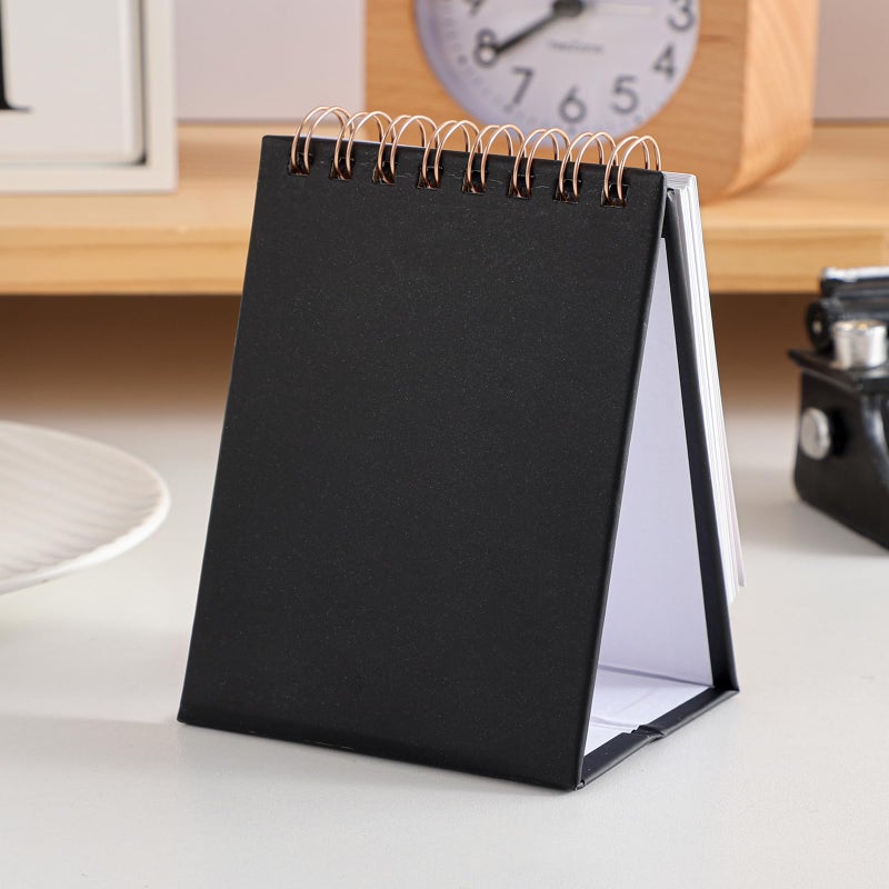 MOOJULY Mini Desk Calendar 2026, Standing Flip Small Desk Calendar- Jan 2026 to Jun 2027 Monthly Desktop Calendar- Thick Paper Twin-Wire Binding for Home or Office (Black) - Image 3