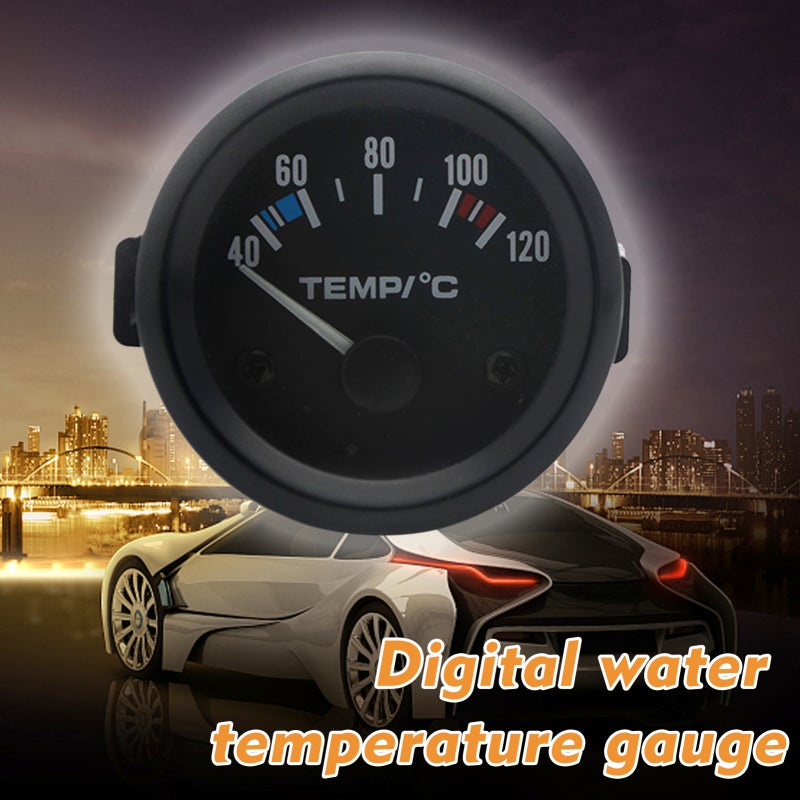 Water Temperature Meter 2'' 52mm Durable ABS Material - Clear Digital & Pointer Display With White Backlight Car Gauge for 12-Volt Automotive Systems - Image 4