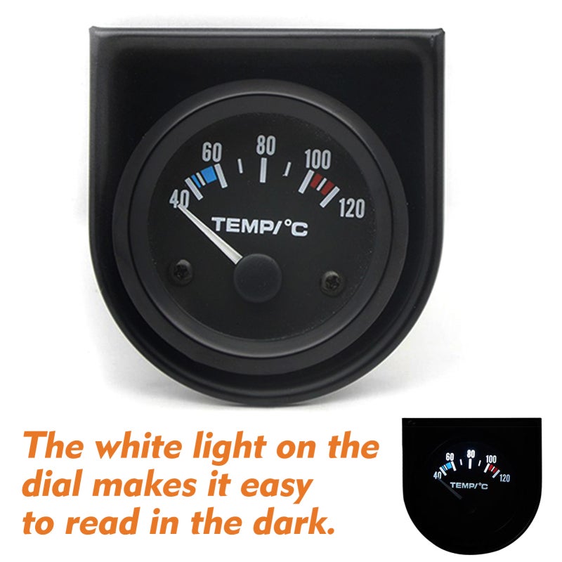 Water Temperature Meter 2'' 52mm Durable ABS Material - Clear Digital & Pointer Display With White Backlight Car Gauge for 12-Volt Automotive Systems - Image 5