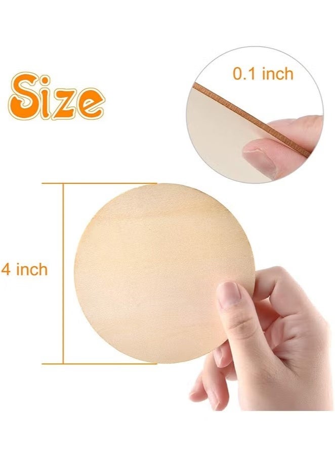 Ailily 20 PCS 4 Inch Unfinished Round Disc Cutouts, 1/9 Inch Blank Round Wood Circles For DIY Crafts, Painting, Staining, Coasters Making, Home Decorations - Image 2