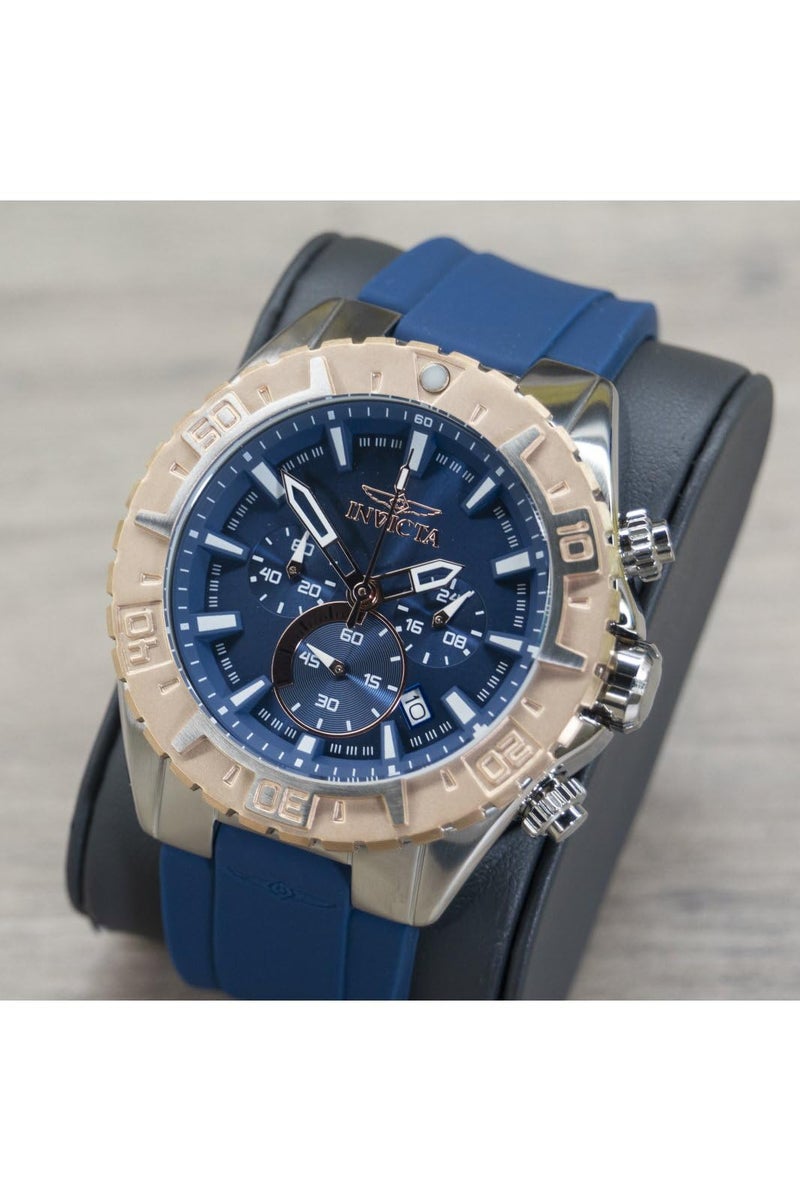 Invicta Men's Aviator Stainless Steel Quartz Watch with Silicone Strap, Blue, 26 (Model: 22523) - Image 2