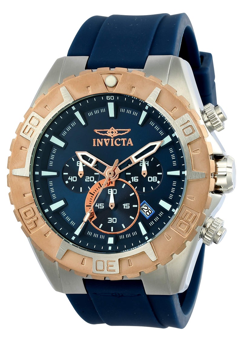 Invicta Men's Aviator Stainless Steel Quartz Watch with Silicone Strap, Blue, 26 (Model: 22523) - Image 5