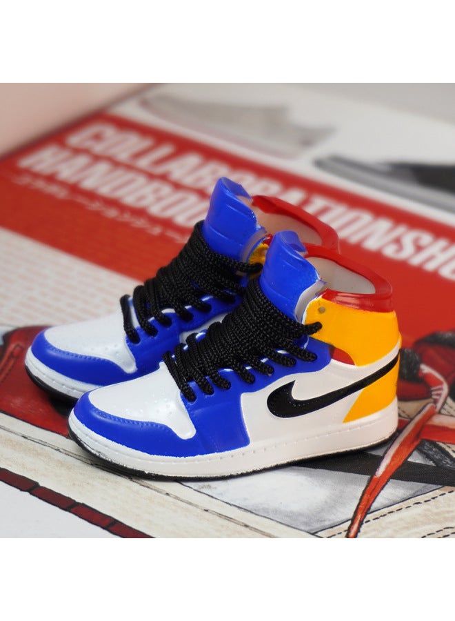 1/6 Mini Sneakers Model Aj1 Creative Cute Basketball Shoes Keychain Car Bag Jewelry Aj Keychain-Color:1 Blue Orange Lakers (a Pair Of Nude Shoes) - Image 1